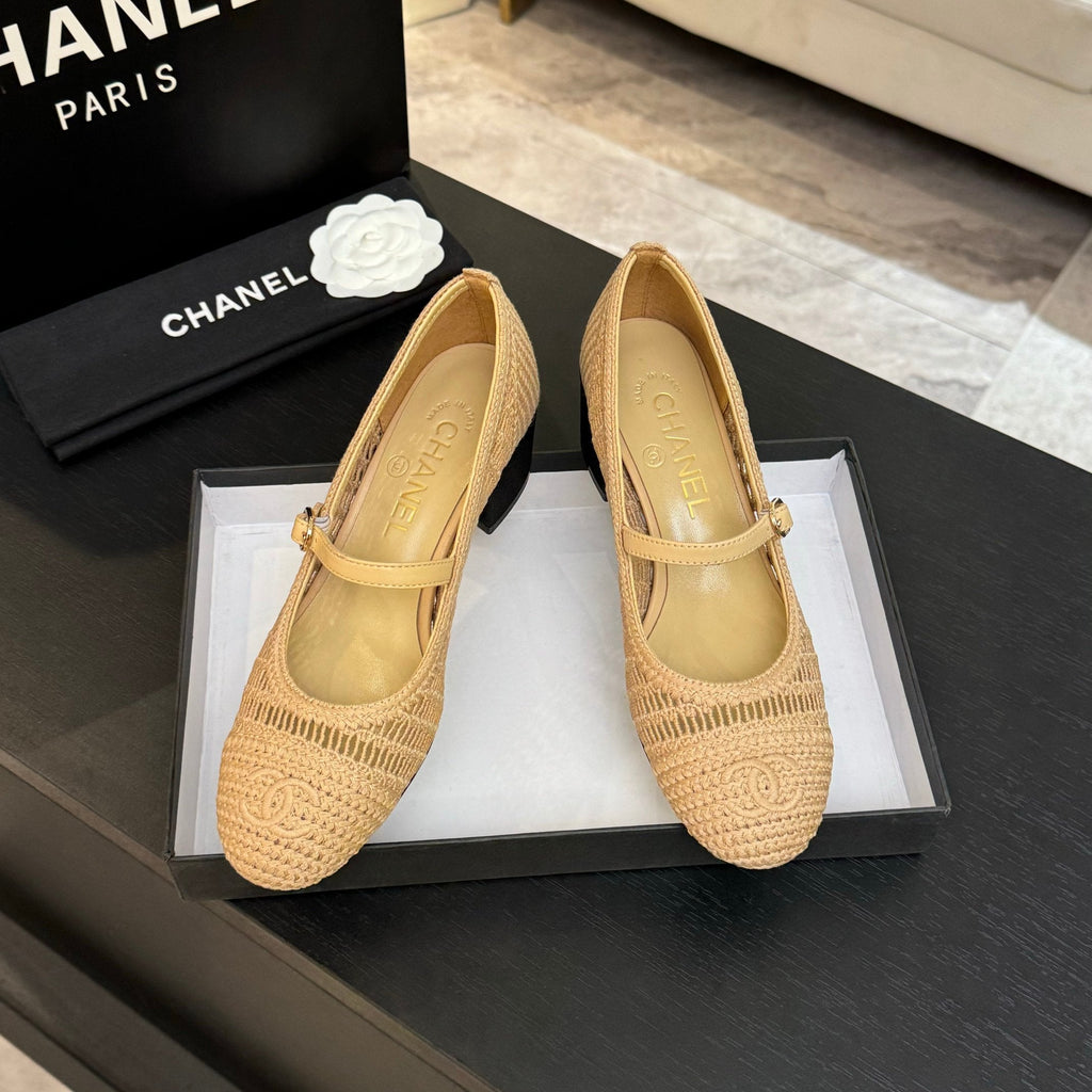 CC 25P Mary Jane 50mm Beige Raffia 373792