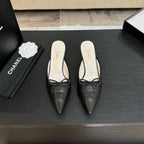 CC 26s Métiers d'Art Pointed-Toe Mule Black Sheepskin 700616