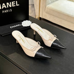 CC 26s Métiers d'Art Pointed-Toe Mule Cream Black Sheepskin 700617