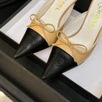 CC 26s Métiers d'Art Pointed-Toe Mule Beige Black Sheepskin 700618