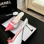 CC 26s Métiers d'Art Pointed-Toe Mule White Pink Sheepskin 700620