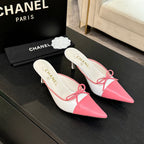 CC 26s Métiers d'Art Pointed-Toe Mule White Pink Sheepskin 700620