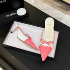CC 26s Métiers d'Art Pointed-Toe Mule White Pink Sheepskin 700620
