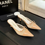 CC 26s Métiers d'Art Pointed-Toe Mule Beige Mesh Sheepskin 700622