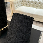 CC 25B High Boots Black Lace With Chain And Grosgrain 373806