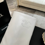 CC 25B High Boots White Sheepskin With Chain Black Grosgrain 373811