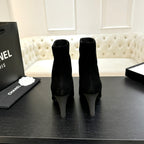 CC Gabrielle Chanel Ankle Boots 8.5cm Black Suede Black Fabric