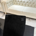 CC Gabrielle Chanel Boots 8.5cm Black Suede Black Fabric
