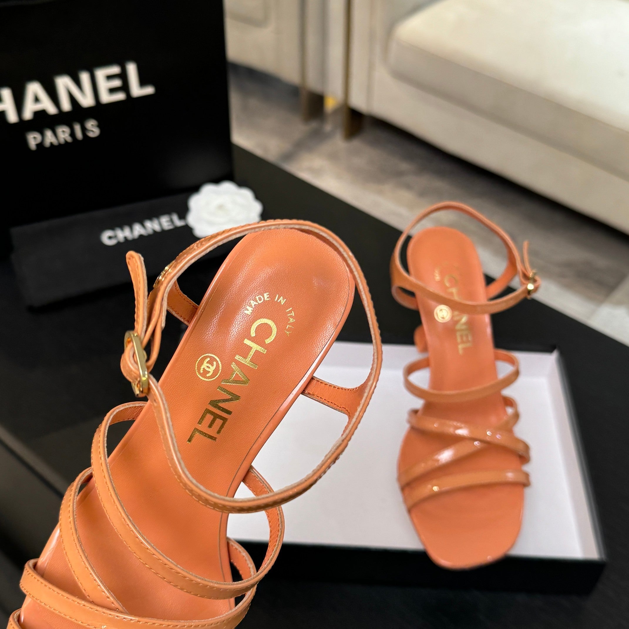 CC Cruise 25/26 Sandal 95mm Orange Patent Leather
