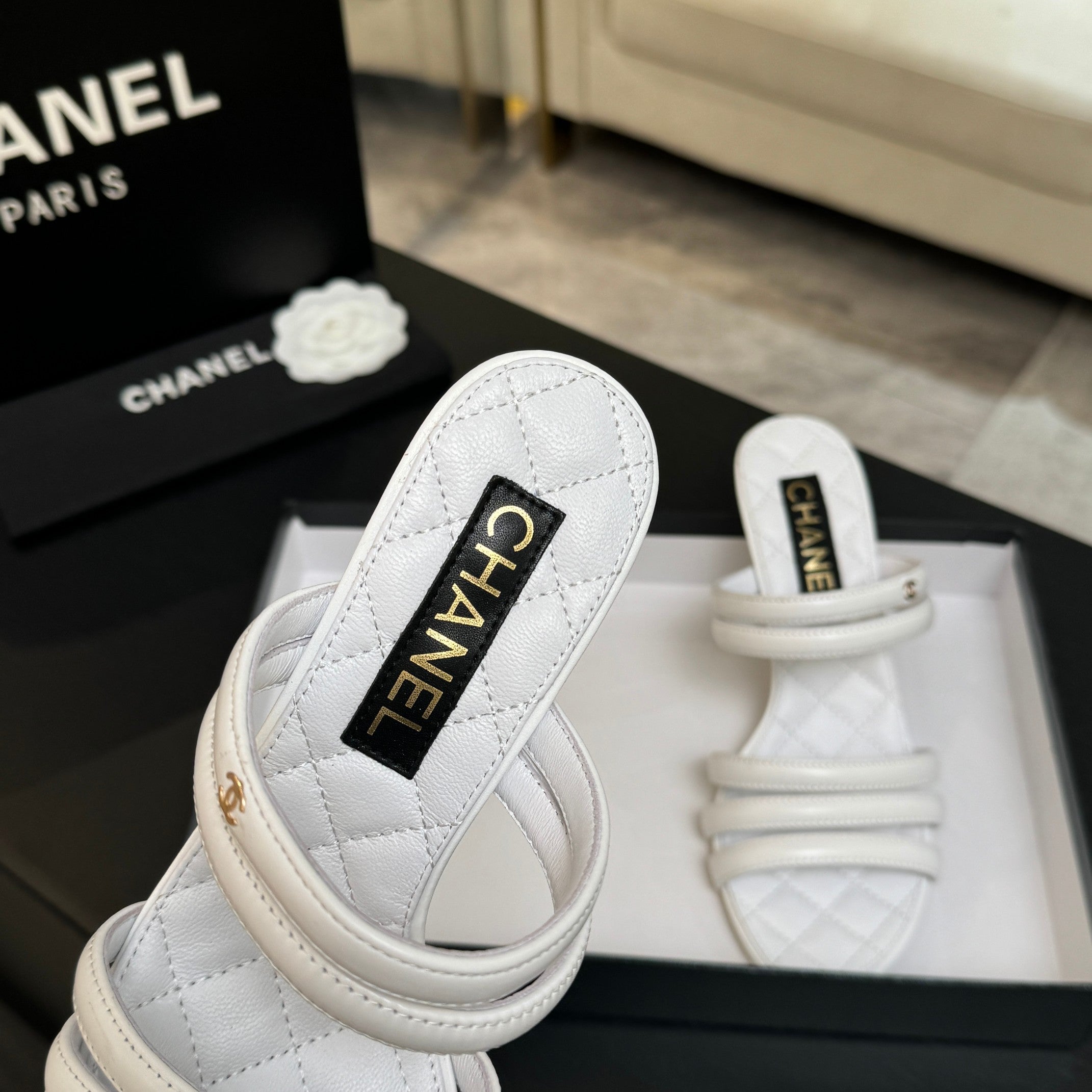 CC 26C Double C Strap Sandals White Sheepskin