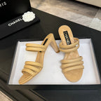 CC 26C Double C Strap Sandals Beige Sheepskin