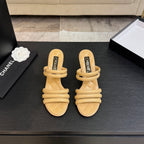CC 26C Double C Strap Sandals Beige Sheepskin