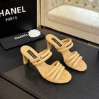 CC 26C Double C Strap Sandals Beige Sheepskin