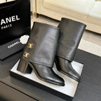 CC 26s Chunky Heel Trouser Ankle Boots Black Sheepskin 673034
