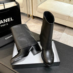 CC 26s Chunky Heel Tro r Ankle Boots Black Sheepskin 673034