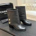 CC 26s Chunky Heel Tro r Ankle Boots Black Sheepskin 673034