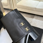CC 26s Chunky Heel Tro r Ankle Boots Black Sheepskin 673034