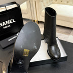 CC 26s Chunky Heel Trouser Ankle Boots Black Sheepskin 673034
