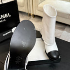 CC 26s Chunky Heel Trouser Ankle Boots Black White Sheepskin 673036