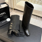 CC 26s Chunky Heel Trouser Boots Black Sheepskin 673036