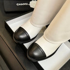 CC 26s Chunky Heel Tro r Boots Black White Sheepskin 673038