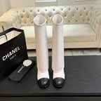 CC 26s Chunky Heel Trouser Boots Black White Sheepskin 673038
