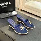 CC 2026 Wedge Sandals 65 Dark Blue Suede 667769