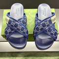 GG Men's Sandals Blue Polyester Leather 547245