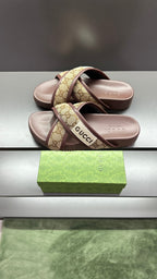GG Men's Sandals Brown Polyester Leather 547243