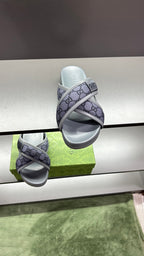 GG Men's Sandals Purple Grey Polyester Leather 547242