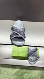 GG Men's Sandals Purple Grey Polyester Leather 547242
