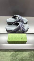 GG Men's Sandals Purple Grey Polyester Leather 547242