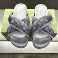 GG Men's Sandals Purple Grey Polyester Leather 547242