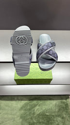 GG Men's Sandals Purple Grey Polyester Leather 547242