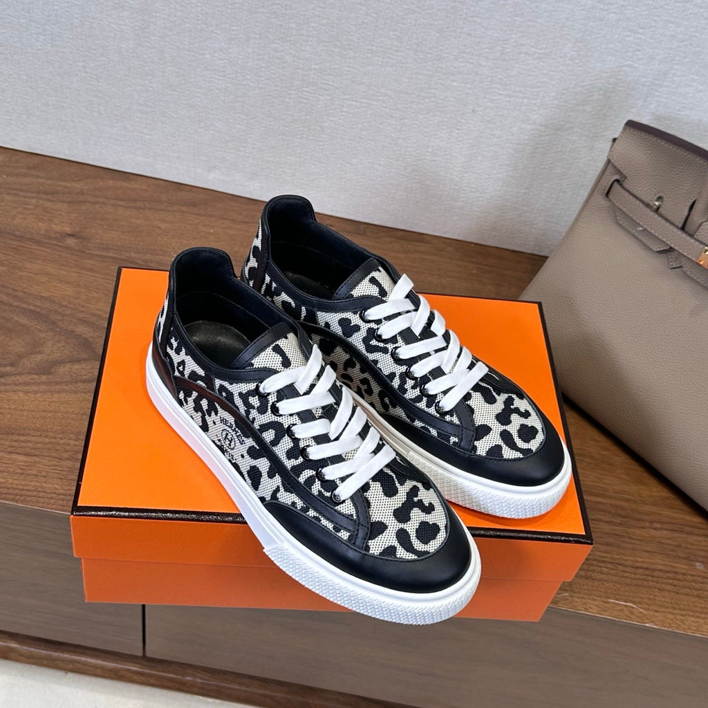 HM Get Sneaker Black White Prunoir Canvas and Calfskin 543797
