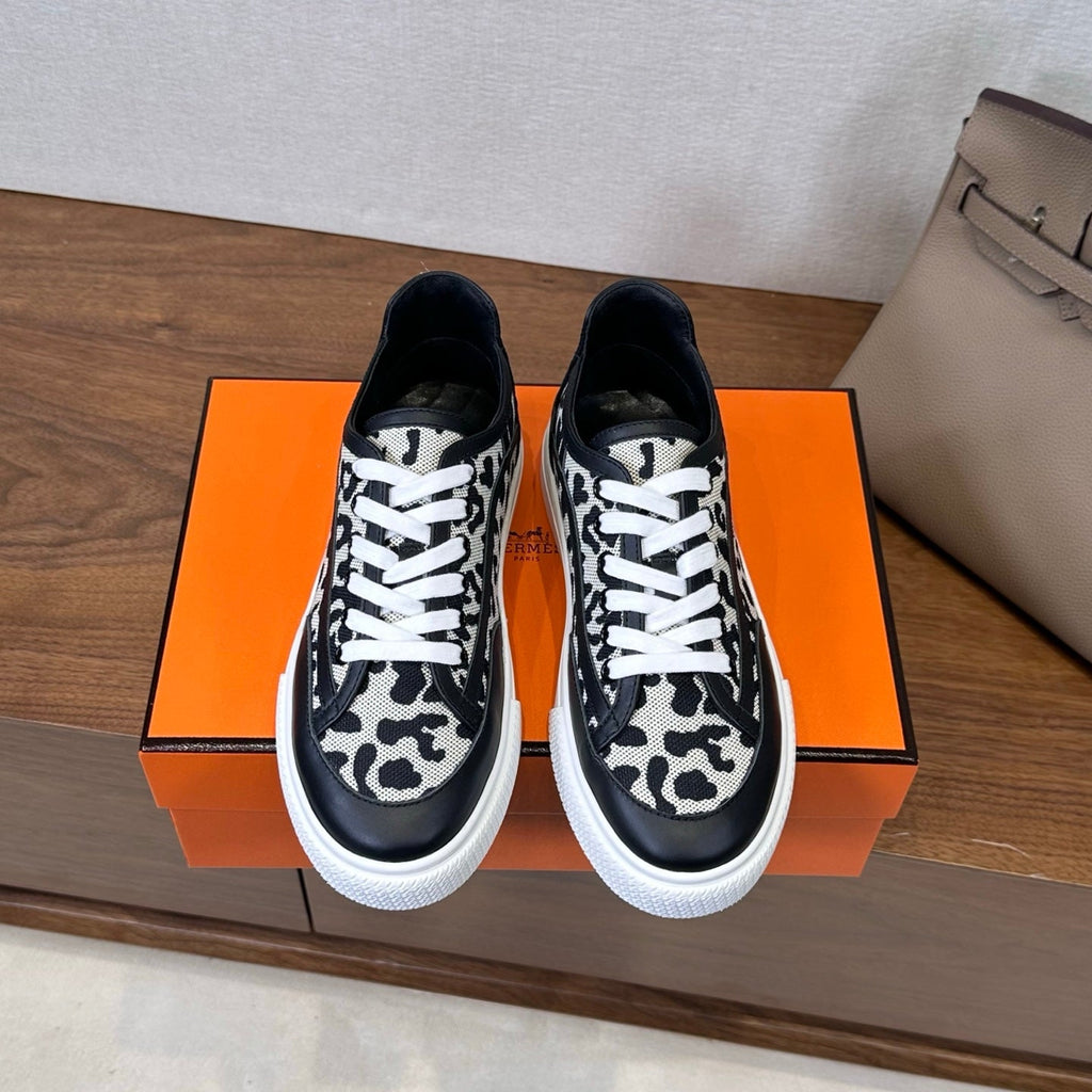 HM Get Sneaker Black White Prunoir Canvas and Calfskin 543797