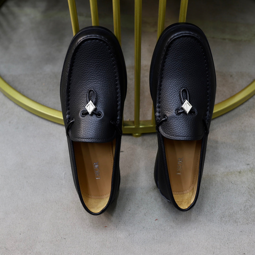 CD ODEON DRIVER LOAFER BLACK GRAINED CALFSKIN
