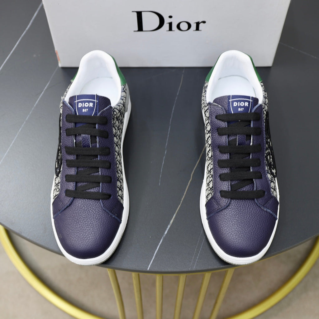 CD LOW TOP BASIC SNEAKER NAVY AND BEIGE JACQUARD