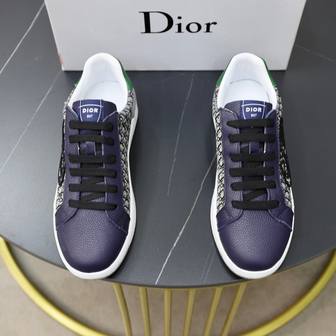 CD LOW TOP BASIC SNEAKER NAVY AND BEIGE JACQUARD