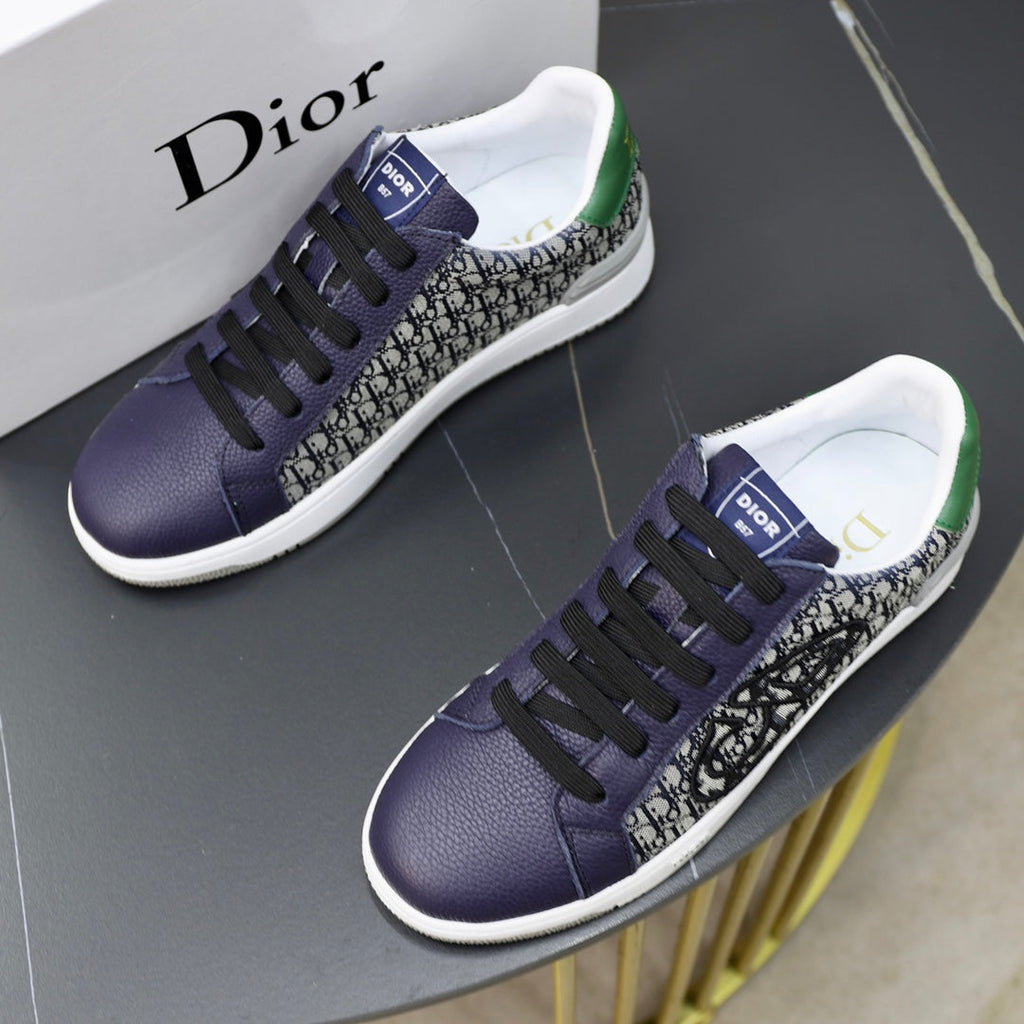 CD LOW TOP BASIC SNEAKER NAVY AND BEIGE JACQUARD