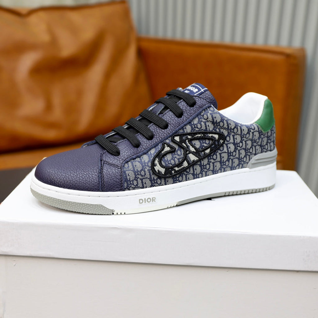 CD LOW TOP BASIC SNEAKER NAVY AND BEIGE JACQUARD