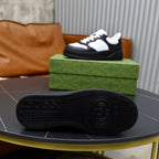 GG Men's Sneaker Black White Cowhide Embossed 523164