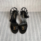BABYLONE SANDALS 90 IN ALL BLACK LAMBSKIN