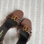 BABYLONE SANDALS 90 IN BLACK BROWN LAMBSKIN