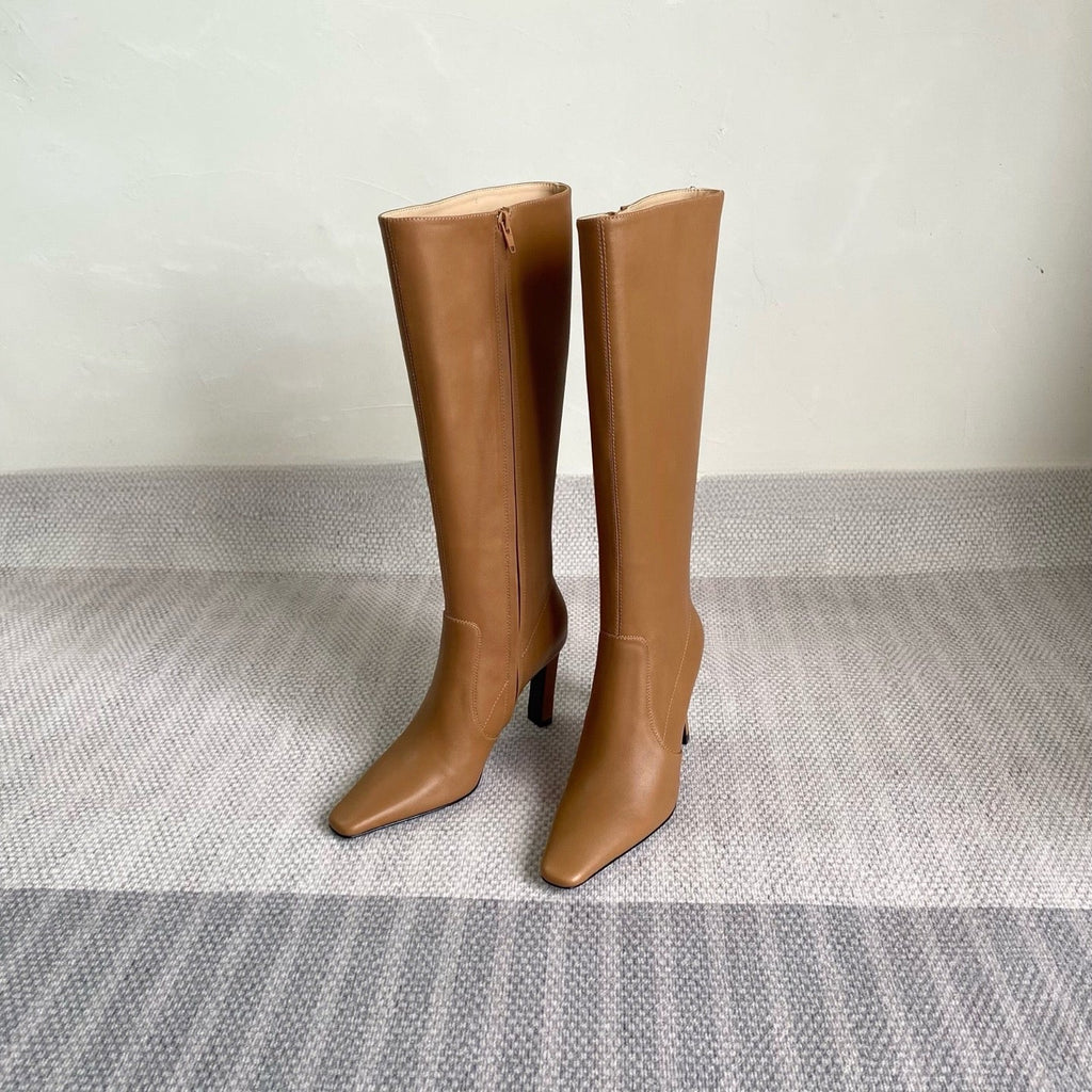 YSL Jill Boots 75mm Brown Smooth Cafskin 429096