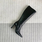 YSL Jill Boots 75mm Black Smooth Cafskin 429097