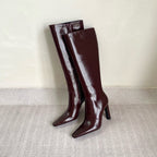 YSL Jill Boots 75mm Dark Red Smooth Calfskin 429098