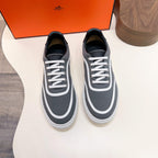 HM Men's Get Sneaker Grey Cowhide Canvas 723509