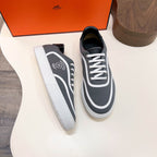 HM Men's Get Sneaker Grey Cowhide Canvas 723509