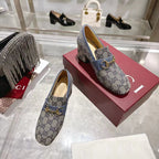 GG Women's Loafer Pump 55mm Horsebit Dark Olive Gray Canvas 502605